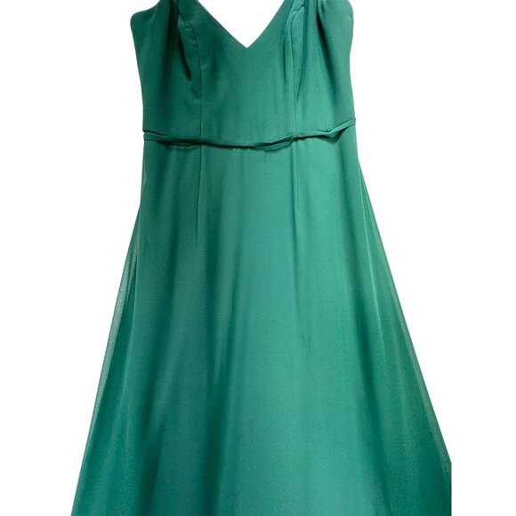 Davids Bridal Chiffon Sleeveless A-Line Gown V-Neck & Spaghetti Straps Dress Siz - Picture 6 of 15